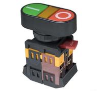 Interruttore a pulsante doppio illuminato rosso e verde per pannelli di controllo industriali, alloggiamento ABS, 5,5 x 3,2 x 8 cm, IP40, 660 V, da -30 °C a 100 °C, 1 milione di ciclo di vita (APBB-22