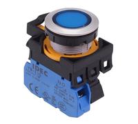 Interruttore A Pulsante Flush Illuminato Blu 12V IDEC CW Series 1NO IP65
