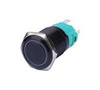 Interruttore a pulsante illuminato a LED, 16 mm, 12 V, momentaneo in metallo, interruttore nero (LED verde, 220 V)