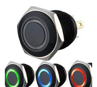 Interruttore a pulsante illuminato con anello colorato RGB nero da 16 mm e 19 mm (anodo comune e catodo comune) 1 pezzo(RGB common anode,16mm,LED Voltage 3V)
