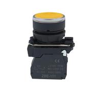 Interruttore a pulsante illuminato impermeabile da 5 pezzi da 22 mm, interruttore momentaneo con LED integrato NB5 XB5 AW33B1C, molla da 22 mm(Yellow,110V_1NC)