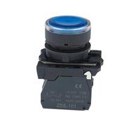 Interruttore a pulsante illuminato impermeabile da 5 pezzi da 22 mm, interruttore momentaneo con LED integrato NB5 XB5 AW33B1C, molla da 22 mm(Blue,24V_1NO 1NC)