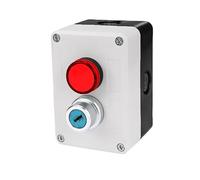 Interruttore a pulsante impermeabile autosigillante con avviamento/arresto a 2 fori e 2 marce, interruttore di arresto industriale elettrico 220 V con spia luminosa(Red light with key)