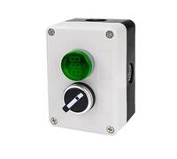 Interruttore a pulsante impermeabile autosigillante con avviamento/arresto a 2 fori e 2 marce, interruttore di arresto industriale elettrico 220 V con spia luminosa(Green knob voltage)