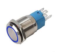 Interruttore a pulsante in acciaio inossidabile da 16 mm 3 6 V con funzione di auto-reset e design resistente agli atti vandalici per una facile visibilità (blu)