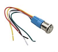 Interruttore a pulsante in acciaio inox da 12 V CC, 16 mm, anello LED a scatto, impermeabile IP65, montaggio a pannello, interruttore on/off (Iris)