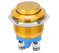 Interruttore a Pulsante in Metallo, 16mm 220V NO Interruttore a Pulsante a Testa Alta Normalmente Aperto in Acciaio Inossidabile Impermeabile con Ripristino Automatico(Giallo)