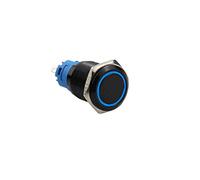 Interruttore a pulsante in metallo, 22 mm, 6 V, rotondo, impermeabile, con indicatore blu, interruttore di alimentazione momentaneo, 1 pezzo