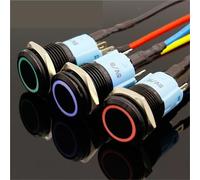 Interruttore a pulsante in metallo con bloccaggio a LED da 16 mm, con blocco mantenuto, 1 pezzo(Green,24V)