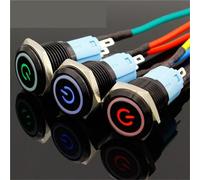 Interruttore a pulsante in metallo con bloccaggio a LED da 16 mm, con blocco mantenuto, 1 pezzo(Green,3V)