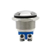 Interruttore a pulsante in metallo con reset momentaneo impermeabile a testa piatta alta 16 mm 1NO, terminale a vite, interruttore di alimentazione for PC, campanello del motore dell'auto(Round Head)