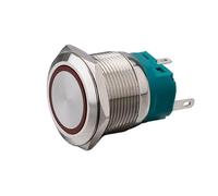 Interruttore a pulsante in metallo con testa rotonda piatta da 22 mm 1NO1NC con anello LED illuminato, 10 pezzi(Yellow LED,MOMENTARY_3V-9V)