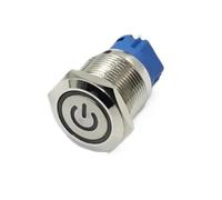 Interruttore a pulsante in metallo da 16 mm con luce LED 12 V 24 V 36 V 48 V 110 V 220 V Tipo di blocco momentaneo Avviamento e arresto(WHITE,FLAT HEAD SELF-LOCK_RING PATTERN_24 V)