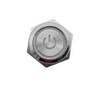 Interruttore a pulsante in metallo da 16 mm con luce LED 3V 6V 12V 24V 220V Tipo di blocco momentaneo Pulsante elettrico di avvio e arresto(Power 16mm,WHITE LED_MOMENTARY SELF-RESET_24 V)