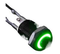 Interruttore a pulsante in metallo impermeabile ad alta pressione 1NO con luce LED, autobloccante/reset 3/6/12/24/220 V, 8/10/12/16 mm, nero ossidato(Green LED (1NO),3-6V_10MM(1NO)_SELF-RESET(1NO))