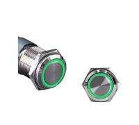 Interruttore a pulsante in metallo impermeabile con anello LED/luce di alimentazione a scatto momentaneo(Green circle,12MM(WITH WIRE)_SELF-LOCKING_220V)