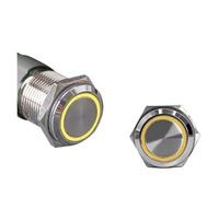 Interruttore a pulsante in metallo impermeabile da 15 A, 16/19/22/25 mm, luce LED, a scatto momentaneo, alimentazione motore auto(Yellow-Ring Light,19MM(1NO)_SELF-LOCKING_3-6V)