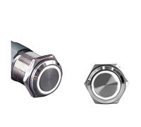 Interruttore a pulsante in metallo impermeabile da 16/19/22 mm con presa LED ad anello/luce di alimentazione a scatto momentaneo(White circle,22MM(1NO 1NC)_SELF-RESET_3-6V)