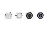 Interruttore a pulsante in metallo impermeabile mini a corsa breve da 12/16/19/22/25/30 mm, luce LED di alimentazione momentanea, 5/12/24/220 V, nero 1 NO(16mm,STAINLESS STEEL(W)_BLUE LED(1NO)_220V)