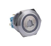 Interruttore a pulsante in metallo in acciaio inossidabile for auto, avviamento del motore, interruttore a pulsante in metallo for auto, 10 pezzi(Blue LED,ON OFF LATCHING_24V)