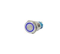 Interruttore a pulsante in metallo momentaneo/a scatto retroilluminato a LED 5/12/24/220 V con fissaggio, accensione/spegnimento, fai da te, elettronico(BLUE LED,19MM_FIXED SELF-LOCKING_12-24V(12V))