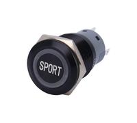 Interruttore a pulsante in metallo nero ossidato 1NO1NC a testa piatta da 19 mm con anello LED illuminato e simbolo personalizzato (latatching_12V-24V)