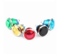 Interruttore a pulsante in metallo ossidato da 16 mm, piatto, rotondo, 1NO, pulsante di reset, terminale a vite, momentaneo, rosso, nero, blu, oro, verde, 1 pz.(Green,HIGH HEAD_PIN TERMINAL)