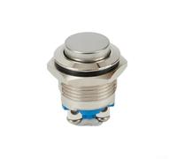 Interruttore a pulsante in ottone nichelato alto 16 mm rotondo argento | IP66 impermeabile, IK09 per antiurto, contatti argentati, alloggiamento in ottone nichelato, autobloccante momentaneo