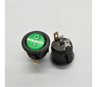 Interruttore a pulsante, Interruttore a LED KCD1 da 20 mm, 10 A, 12 V, pulsante di accensione/spegnimento luci auto, 3 pin, rotondo(Green,12V)