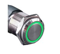 Interruttore a pulsante Interruttore a pulsante in metallo impermeabile con luce LED, interruttore di accensione del motore 'auto con aggancio momentaneo(Green circle,12MM(1NO)_SELF-LOCKING_12-24V)