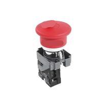 Interruttore a pulsante Interruttore a pulsante Testa a fungo 22mm avviamento 1NO NC Interruttore momentaneo a pressione e trazione Pulsante di emergenza in plastica(Metal Head,BRASS CONTACTS_1NC_RED)