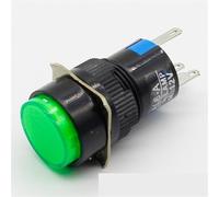 Interruttore a pulsante LED da 16 mm DC 6 V 12 V 24 V 220 V Blu Verde Rosso Giallo Bianco Momentaneo Ripristino automatico 1 pz(Green,24V)