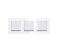 Interruttore A Pulsante Meccanico Standard UE 1/2Gang 2Way Per Luce Da Parete Cornice In Vetro 10A 250V On Off 2 Posizioni(Triple 2Gang White)
