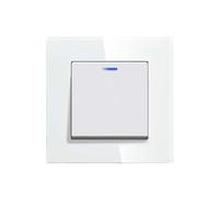 Interruttore A Pulsante Meccanico Standard UE 1/2Gang 2Way Per Luce Da Parete Cornice In Vetro 10A 250V On Off 2 Posizioni(Single 1Gang White)