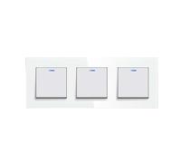 Interruttore A Pulsante Meccanico Standard UE 1/2Gang 2Way Per Luce Da Parete Cornice In Vetro 10A 250V On Off 2 Posizioni(Triple 1Gang White)