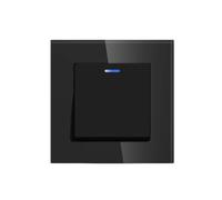 Interruttore A Pulsante Meccanico Standard UE 1/2Gang 2Way Per Luce Da Parete Cornice In Vetro 10A 250V On Off 2 Posizioni(Single 1Gang Black)