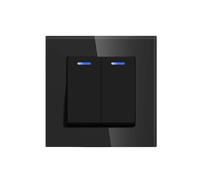 Interruttore A Pulsante Meccanico Standard UE 1/2Gang 2Way Per Luce Da Parete Cornice In Vetro 10A 250V On Off 2 Posizioni(Single 2Gang Black)