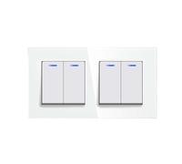 Interruttore A Pulsante Meccanico Standard UE 1/2Gang 2Way Per Luce Da Parete Cornice In Vetro 10A 250V On Off 2 Posizioni(Double 2Gang White)