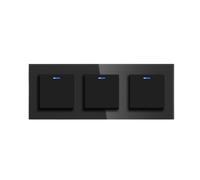 Interruttore A Pulsante Meccanico Standard UE 1/2Gang 2Way Per Luce Da Parete Cornice In Vetro 10A 250V On Off 2 Posizioni(Triple 1Gang Black)