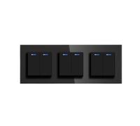 Interruttore A Pulsante Meccanico Standard UE 1/2Gang 2Way Per Luce Da Parete Cornice In Vetro 10A 250V On Off 2 Posizioni(Triple 2Gang Black)