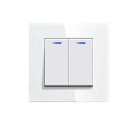 Interruttore A Pulsante Meccanico Standard UE 1/2Gang 2Way Per Luce Da Parete Cornice In Vetro 10A 250V On Off 2 Posizioni(Single 2Gang White)