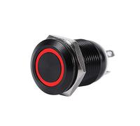 Interruttore A Pulsante Momentaneo 12mm, LED Rosso, 12V, Latching, per Auto E Veicoli, in Metallo Resistente
