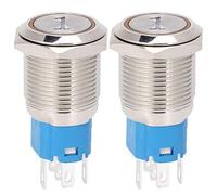 Interruttore a Pulsante Momentaneo 16mm, 5 Pin, Tondo Piatto con LED e Numero 1 - Impermeabile IP65, Acciaio Inossidabile, Facile Installazione (220 della CA)