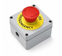 Interruttore a Pulsante Momentaneo 1NO 1NC, Scatola Interruttori Impermeabile IP66 in Alluminio Rosso, Resistente alla RFI, per Arresto di Emergenza (80x75x60)