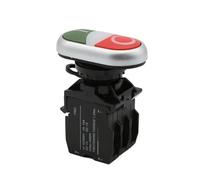 Interruttore a pulsante momentaneo a doppia testa illuminato da 22 mm 12V 24V 220V Lampada a LED Contatto in argento Molla 1NO1NC Interruttore LAK42(DC24V)