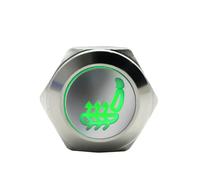 Interruttore a pulsante momentaneo/a scatto da 19 mm in metallo con icone luminose, 12 V for riscaldamento sedili auto, 1 pz.(Green Led,19MM_LATCHING)