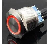 Interruttore a pulsante momentaneo/bloccante con luce LED ad anello blu da 25 mm, 6 V, 12 V, 24 V, 220 V, 1 pezzo(Green,Momentary,220V)