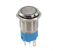 Interruttore a pulsante momentaneo da 16 mm, 3-6 V CC, con luce ad anello LED, impermeabile IP66, in acciaio inox, resistente agli atti vandalici, per pannello di controllo (bianco)