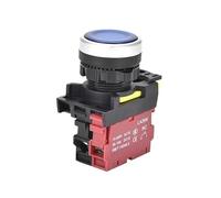 Interruttore a pulsante momentaneo LA36M da 22 mm con luce LED 12 V 24 V 220 V interruttore a pulsante illuminato, apri/chiudi(Blue,MOMENTARY_1NO_12V)