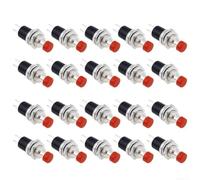 Interruttore a pulsante momentaneo normalmente chiuso, 6 x 6 x 5 mm, componente elettrico tattile rosso nero per progetti di modelli fai da te, confezione da 10 (rosso, 20 pezzi)